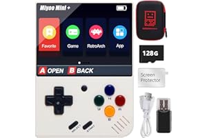 CAWEVON Miyoo Mini Plus Handheld Game Console with Storage Case, 3.5 Inch IPS 640x480 Screen Retro Video Game Console with 128G TF Card & 15000 Classic Games, Support WiFi Hotspot Mode Matchmaking