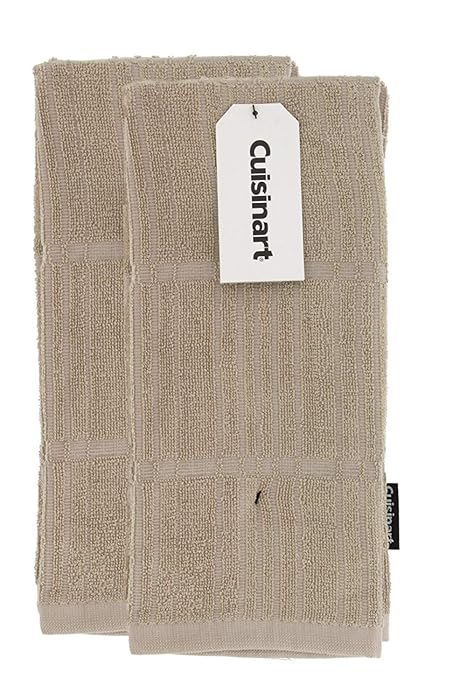 Cuisinart Bamboo Dish Towel Set-Kitchen and Hand Towels for Drying Dishes / Hands - Absorbent, Soft and Anti-Microbial-Premium Bamboo / Cotton Blend, 2 Pack, 16 x 26", Tan, Bark-Effect Design