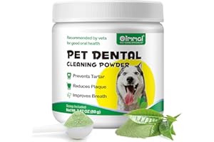 AKARENI Dog Teeth Cleaning Dental Powder, Dental Powder for Dogs Teeth Breath Freshener, Plaque & Bad Breath Off Powder Dog Dental Care, Probiotics Teeth Cleaning Powder for Small, Medium and Large Dogs, 80g
