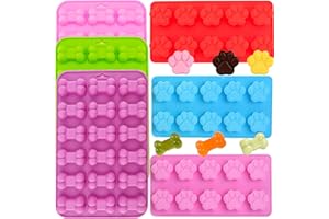 COUUWICK Dog Molds Silicone Puppy Dog Paw and Bone Molds (6 PCS) Dog Treat Mold for Homemade,Baking, Chocolate, Candy, Jelly, Dog Treats,Ice Cube,Can Bake, Dog Snack Biscuits