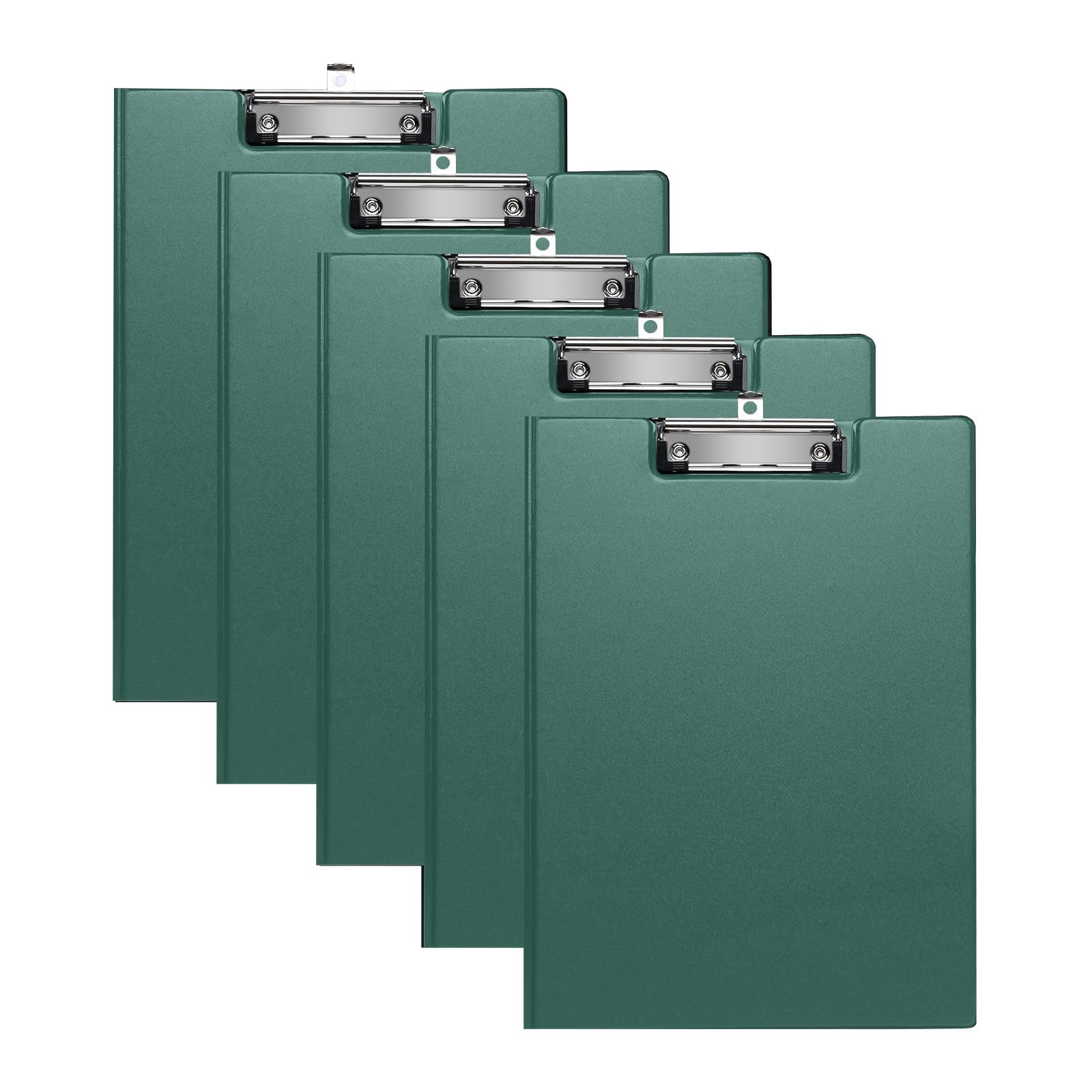5 Pack A4 Clipboard,Foldover PVC Clipboards Folder with Pocket and Hanging Hole for Office,Business,School - Green