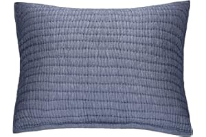 ELEGANT LIFE HOME Cotton Yarn Dyed Chambray Collection Cotton Fill Channel Stitch Washed Standard Pillow Sham Blue Color, 20’’ x 26’’+1.75’’ Flange (1Piece)