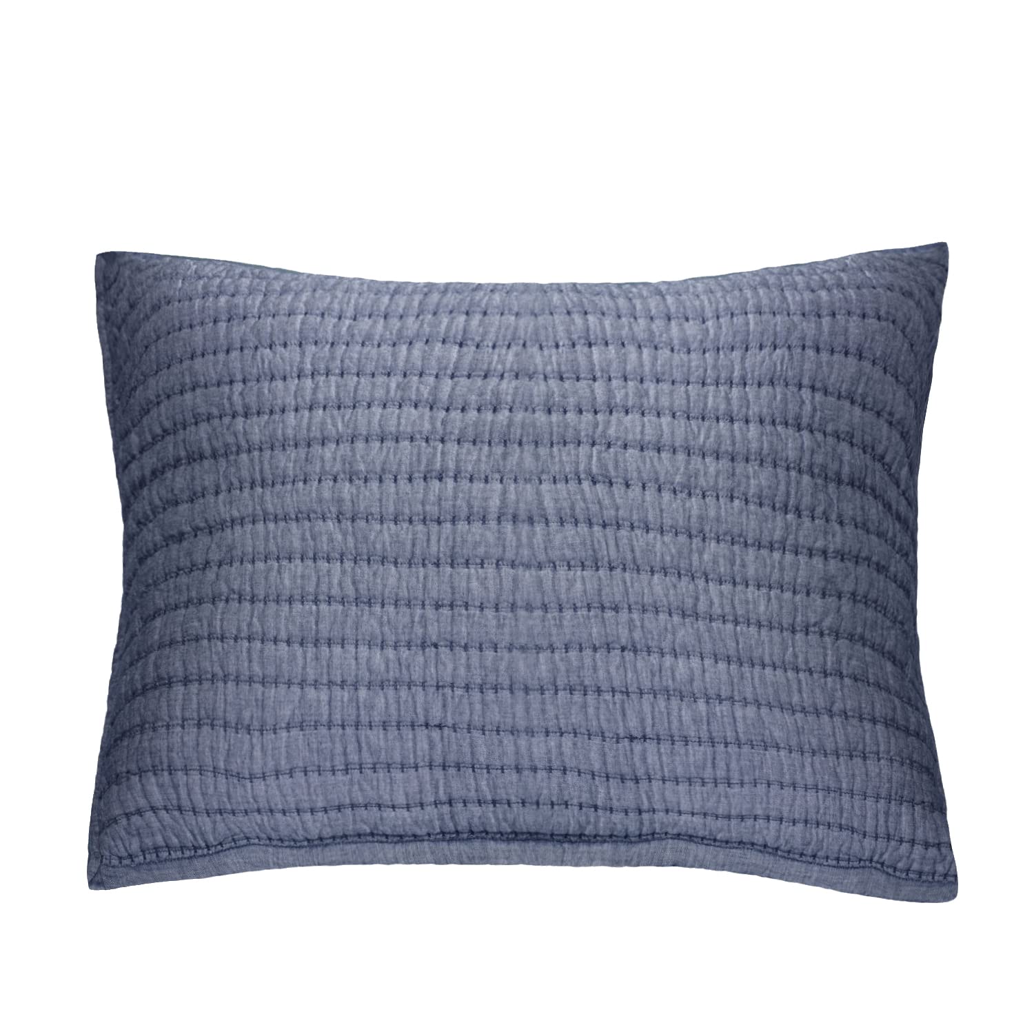 Photo 1 of ELEGANT LIFE HOME Cotton Yarn Dyed Chambray Collection Cotton Fill Channel Stitch Washed Standard Pillow Sham Blue Color, 20’’ x 26’’+1.75’’ Flange (1Piece)