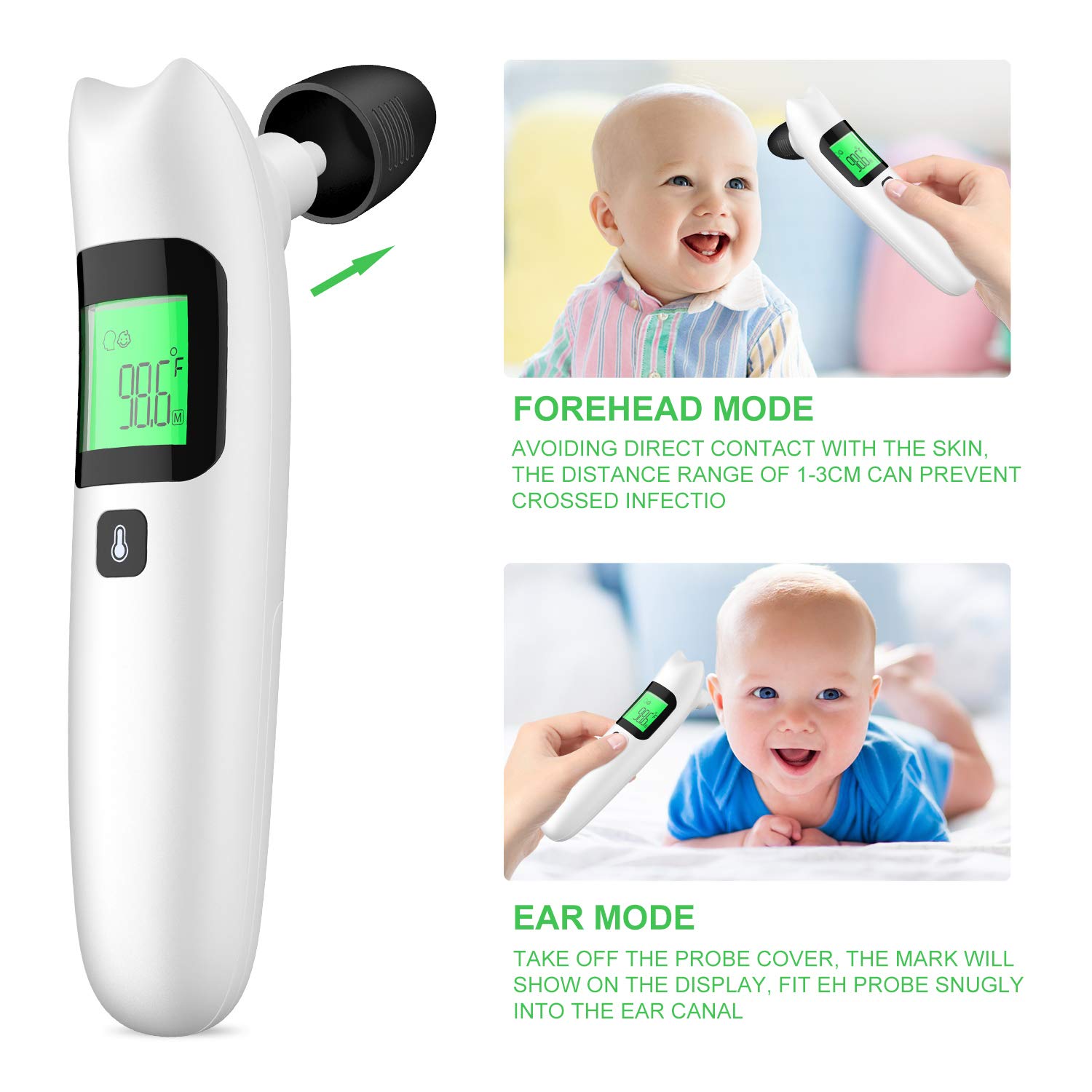Thermometer for Adults, Touchless Forehead Thermometer for Fever, Digital Infrared Thermometer, Temporal No-Touch Kid and Baby Thermometer with 2 AAA Batteries: Industrial & Scientific