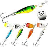 Bombrooster Fish Shape Spinner Baits with Treble Hooks, Wide Blades | 4 Pcs Fish Shape Spinner Baits With Iron Plate Design, 3D Eyes &amp; Sharp Treble Hooks for Bass and Trout Fishing