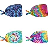 Babrukda 4 Pack Cap with Sweatband Adjustable Tie Back Hat Headgear Xmas Beanie