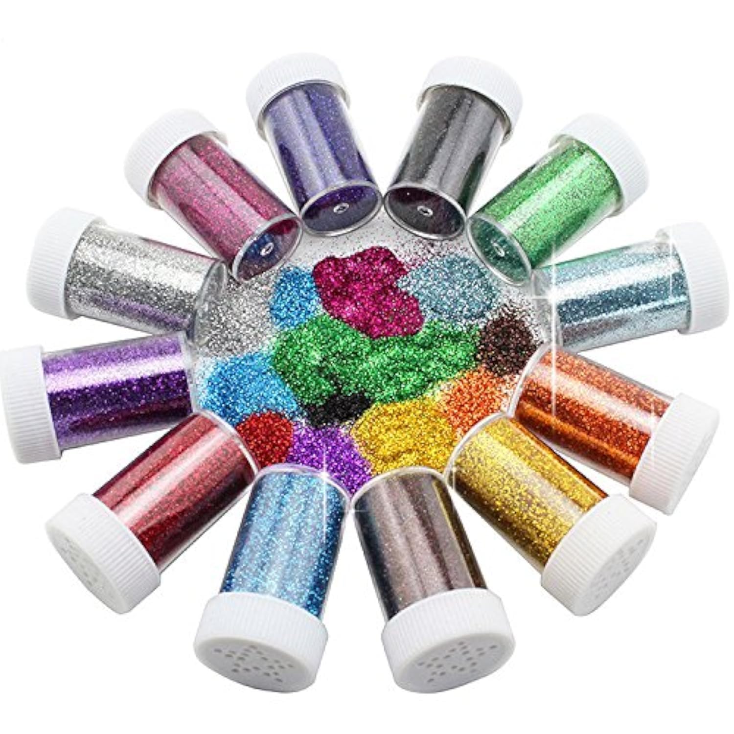Xshelley Glitter Shakers for Children Kid's Craft Activities,Arts & Crafts Glitter,Card Making,Decorating,12 Assorted Colours