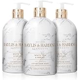 Baylis &amp; Harding Liquid Hand Soap Wash with Dispenser, Elements, White Tea &amp; Neroli, 16.9oz/500ml (3-Pack)