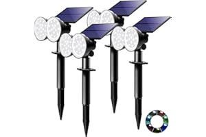 K KASONIC Kasonic Solar Spot Lights Outdoor, Color Changing Waterproof LED Solar Landscape Spotlights, Wall & Ground Lights Dark Sensing Auto On/Off, Garden Lights for Yard Pathway Walkway, 4 Pack