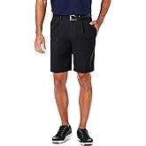 Haggar Mens Cool 18 Pro Straight Fit Pleated Front 4-Way Stretch Expandable Waist Golf Performance Short