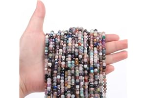 WTIAN Mix Stone Natural Gemstone Square Cube Stone Beads,Spacer Loose Beads for Jewelry Making Bracelet Necklace Earrings,80-90Pcs(4mm)