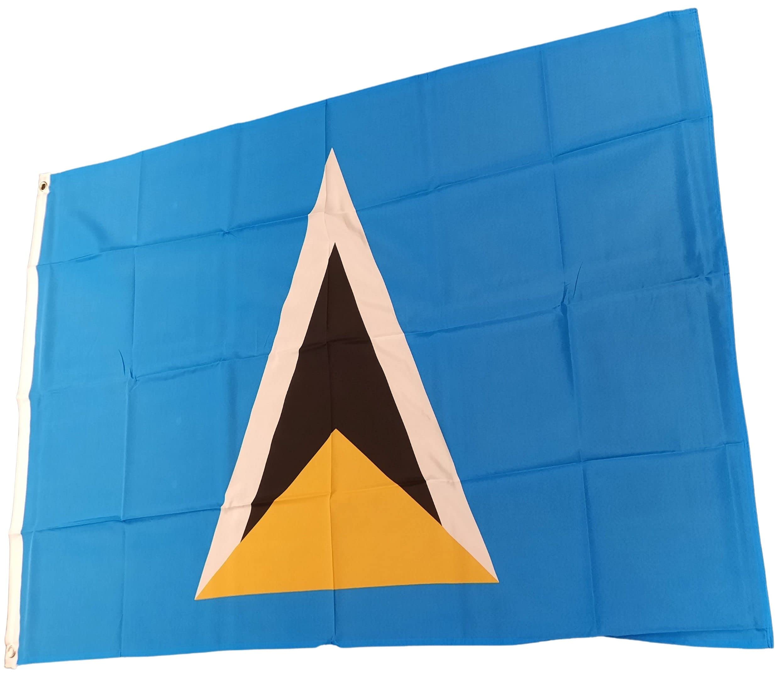 NWFlags St Lucia Flag 3ft x 2ft 75d Premium Polyester Suitable For Flagpoles | Strong Polyester 3x2 foot material Saint Lucia flag with Eyelets