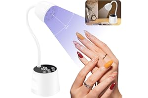 DAQVQ UV LED Nail Lamp - Gooseneck UV Light for Gel Nails Cordless USB 27W Nail Dryer 2 in 1 Gel Lamp and Desk Lamp with 4 Times & Auto Sensor Professional Fast Flash Curing Polish Nail Art(White)