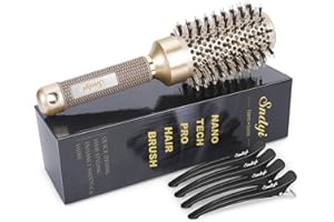 Round Brush for Blow Drying, Nano Thermal Ceramic & Ionic Tech Hair Brush with Boar Bristles, Professional Round Barrel Brush for Styling, Curling & Straightening by Sndyi (2.9 Inch, Barrel 1.7 Inch)