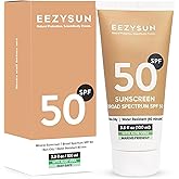 EEZYSUN Mineral SPF 50 Sunscreen | Infused with Aloe Vera | Vegan and Cruelty-Free | Hawaii 104 Reef Act Compliant | Broad Spectrum with UVA/UVB Protection | Natural & Non-Oily | 3.3 FL OZ