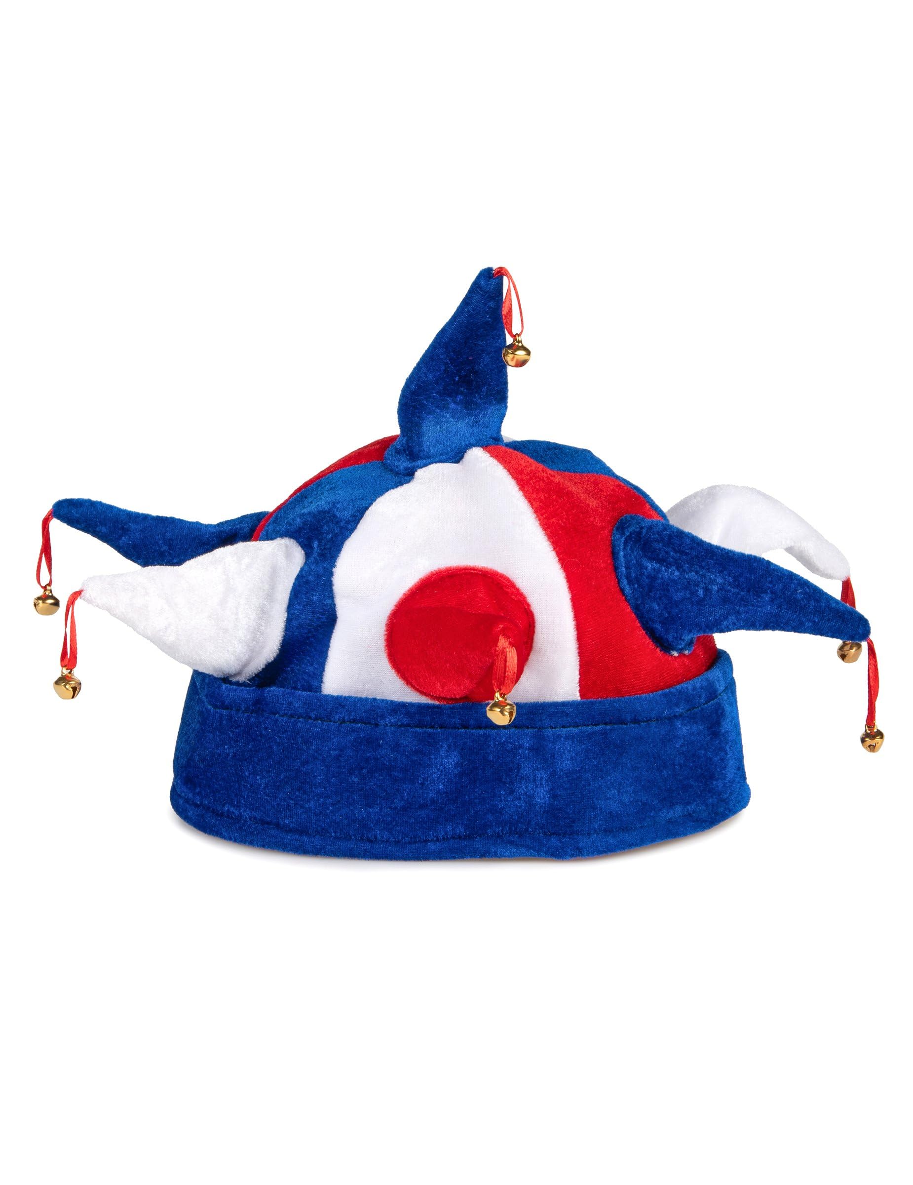 P'TIT CLOWN - Hat - Blue White Red - Perfect for supporting France at Celebrations and Sporting Events - Polyester - Several Models (Bell Jester Hat)