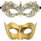 Ranchbtn Couple Masquerade Lace Mask Set, Fit for Women and Men Venetian Halloween Masks, Specially for Costume, Mardi Gras