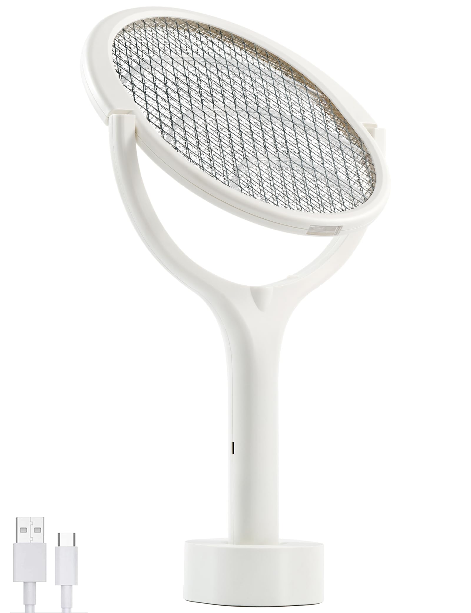 Rotating Head Rechargeable Fly Zapper Electric Fly Swatter Racket Killer Catcher Indoor Fruit Trap Spider Catcher Bug Zapper
