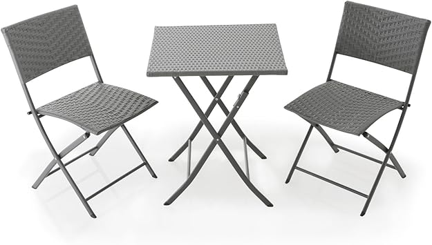 Amazon Co Jp Lowya ロウヤ ガーデンテーブルセット 3点セット ガーデン用テーブル 折りたたみ グレー 予約 Diy 工具 ガーデン