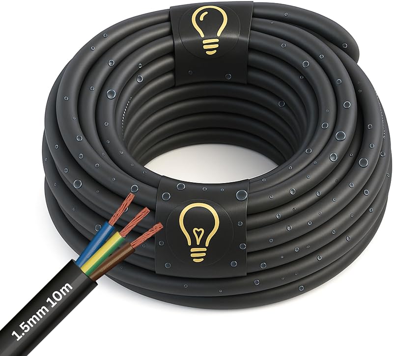SHPELEC H05RR-F 3 Core Rubber Cable 1.0/1.5/2.5mm² 10m Indoor Outdoor