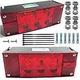 Wave One Marine LED Boat Trailer Light Set, Waterproof Submersible Bright, Low Profile Rectangular, Tinned Wire Brake Tail Lights 12V Sealed Turn Signal Kit (2PCS)