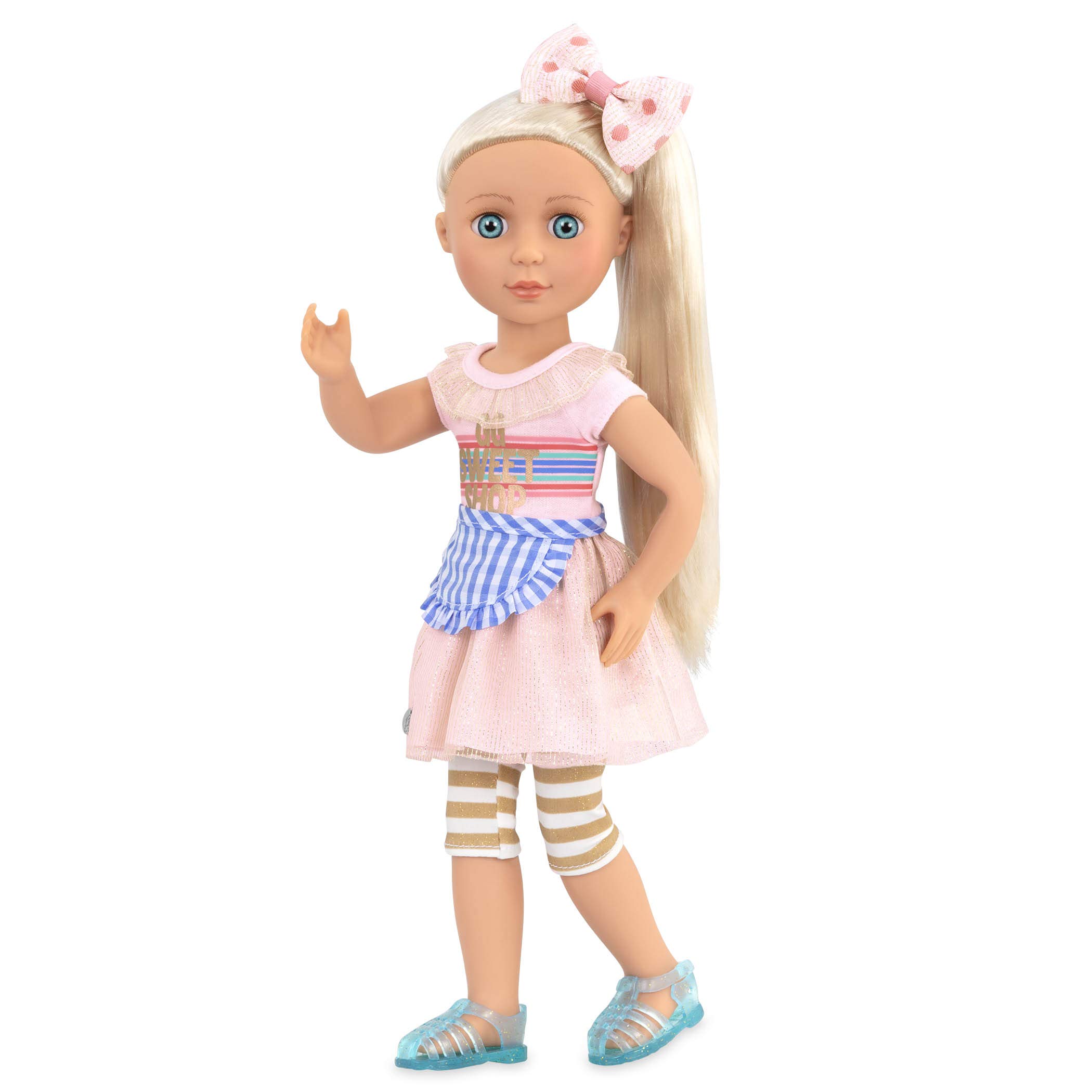 Glitter Girls – 14-Inch Fashion Doll – Blonde Hair & Bright Blue Eyes – Pink Dress & Apron – Sweet Shop Outfit – 3 Years + – Chrissy