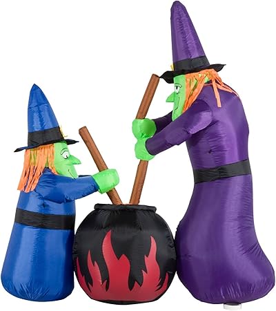 Amazon Com Homcom 5 5 Witches With Cauldron Led Light Outdoor