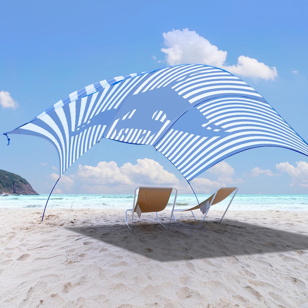 ALYCASO Beach Wind-Powered Shade Canopy, Portable Sun Shelter Tent, UPF 50+ UV Protection, Lightweig
