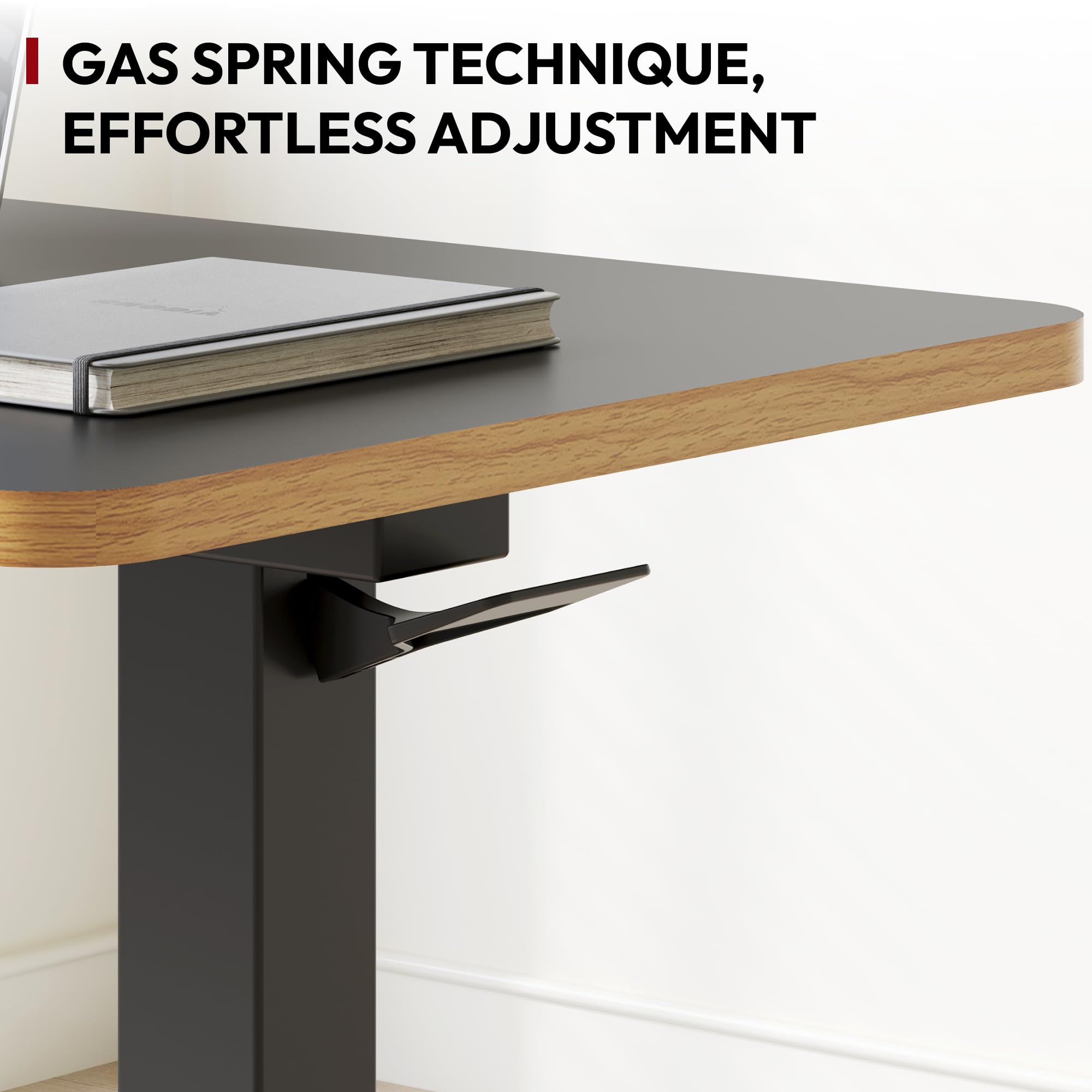 SANODESK Medical Adjustable Overbed Bedside Table with Hidden Casters, Pneumatic Mobile Laptop Computer Standing Desk Cart with Tray, Hospital and Home Use(27.6