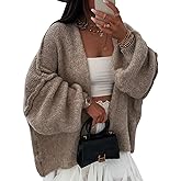 Perbai Womens Oversized Chunky Cardigan Sweater Fall Batwing Lantern Long Sleeve Open Front Knit Sweater Jacket