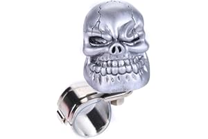 Bashineng Skull Steering Wheel Spinner Knob Turning Driving Suicide Power Handle Universal Fit Most Vehicles Cars Trucks Tractors Mowers Forklifts Boat Golf Carts (Silver)