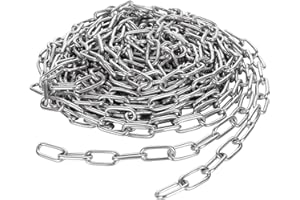 ABuff 8M Galvanized Metal Coil Chain, 1/8In × 26.25Ft Heavy Duty Chain Links 3mm Small Metal Chain Link Chain for Plants, Camping, Clothes & Mirror Hanging, Pet Dog, Bird Feeder Planters Signs