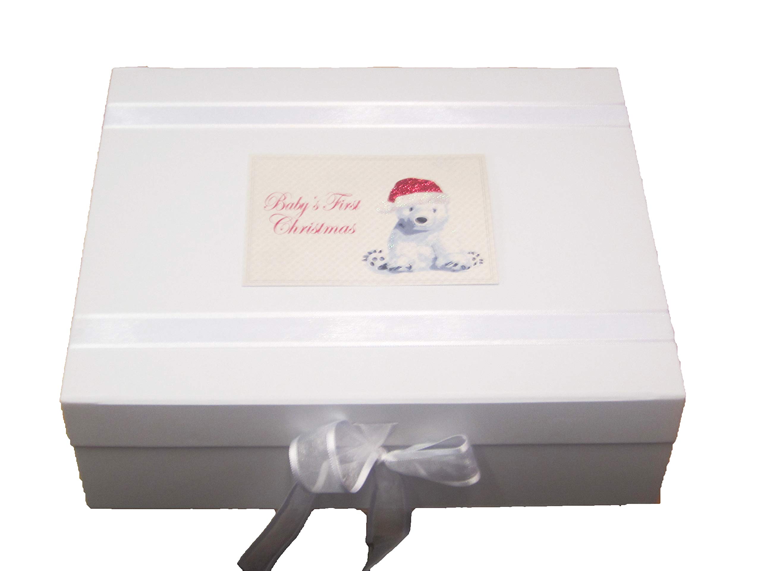 white cotton cards XPB2X Large Baby's First Christmas Cute Polar Bear Keepsake Box