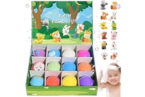 Bath Bombs with Animal Toys Inside 12Pcs/Set 2" - Child-Safe Fizzy Colorful Bubble Bathroom Supplies for Kids (Green)