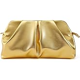QIRACHIC Women Clutch Bag Dressy Formal Handbag Pleated PU Clutch Purse Detachable Chain Crossbody Bag