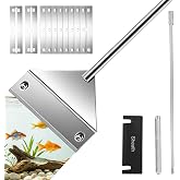 Ymiueip 25 in Algae Scraper for Glass Aquariums - with Sheath, 10 Blades | Wide Blade, Durable Stainless Steel, Powerfully Remove Stubborn Algae, Included Blade Sheath, 10 Replaceable Blades