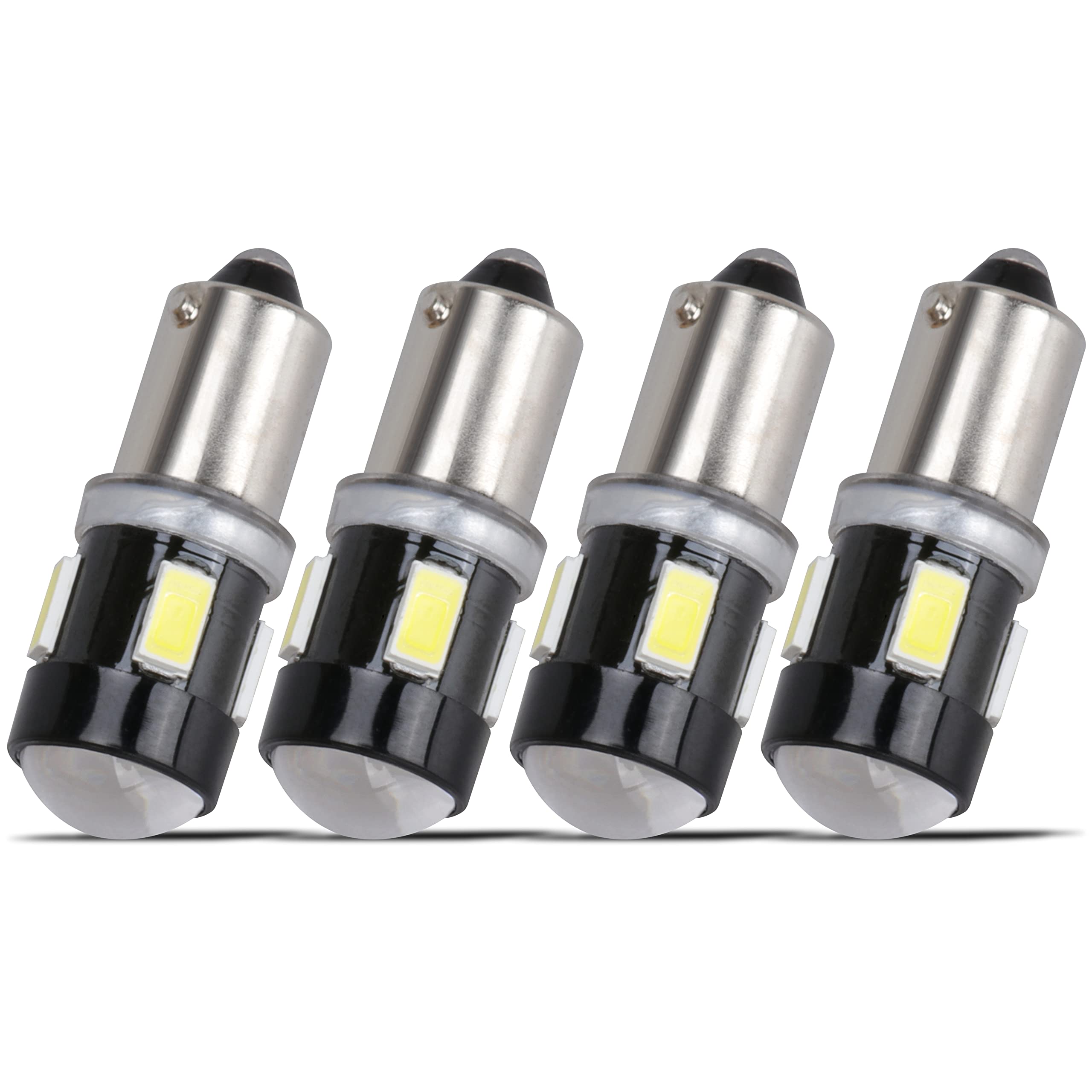 TABEN 4pcs T4W BA9S LED Bulb Aluminum Projector Lens Car Interior Side Door Courtesy Light 6 smd 5630 LED Parking Lamp White 12V