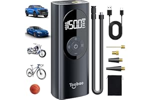 Tire Inflator Portable Air Compressor 150PSI Electric Bicycle Pump with Pressure Gauge, 2X Fast Battery Powered Air Pump for 
