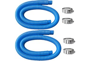 Hxxyilok Pool Hoses Pool Pump Replacement Hose, 1.25 x 59 inch Above Ground Pool Hoses Tubes Compatible with Intex Filter Pump 607, 603, 637, 2 Pack Hose 4 Clamps Poolhose-2Pcs