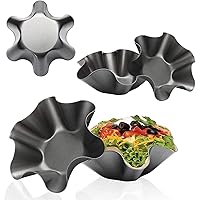 Aybloom Tortilla Pan Set - 6pcs Non-Stick Carbon Steel Taco Salad Bowl Makers Tortilla Shell Pans (Black)