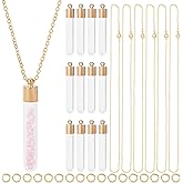 SUNNYCLUE 1 Box 64pcs Glass Bottle Necklace Making Kit Glass Bottle Charm Screw Cap Bottles Empty Hourglass Clear Vial Charm for Jewelry Making DIY Necklaces Beads Perfume Hair Mud Holder Supplies