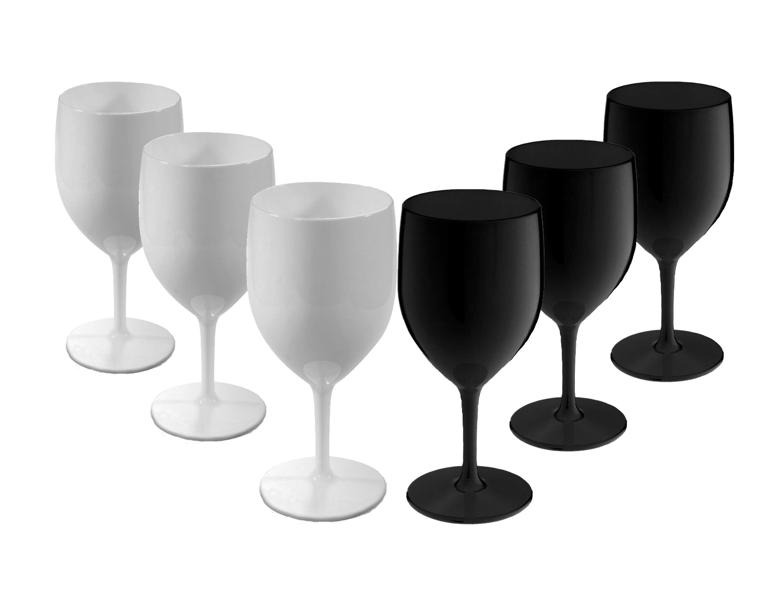 Elite Premium Black & White Wine Glasses Unbreakable Reusable Polycarbonate Plastic Glasses Realistic Alternative to Glass MADE IN UK (6)