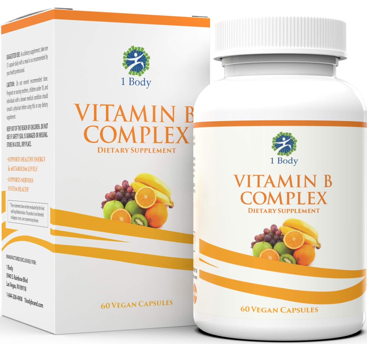 1 Body Vitamin B Complex 5MTHF Folate with B1, B2, B5, B6, Methyl