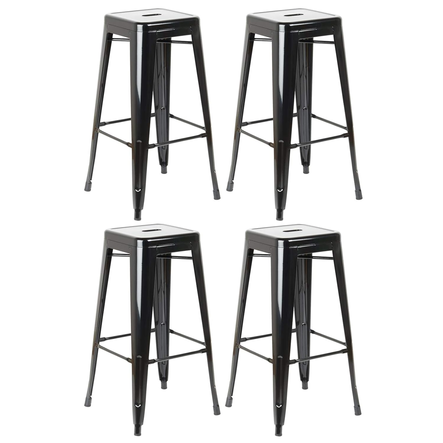 Hartleys Industrial Black Metal Bar Stools Set of Four Amazon.co.uk Kitchen & Home