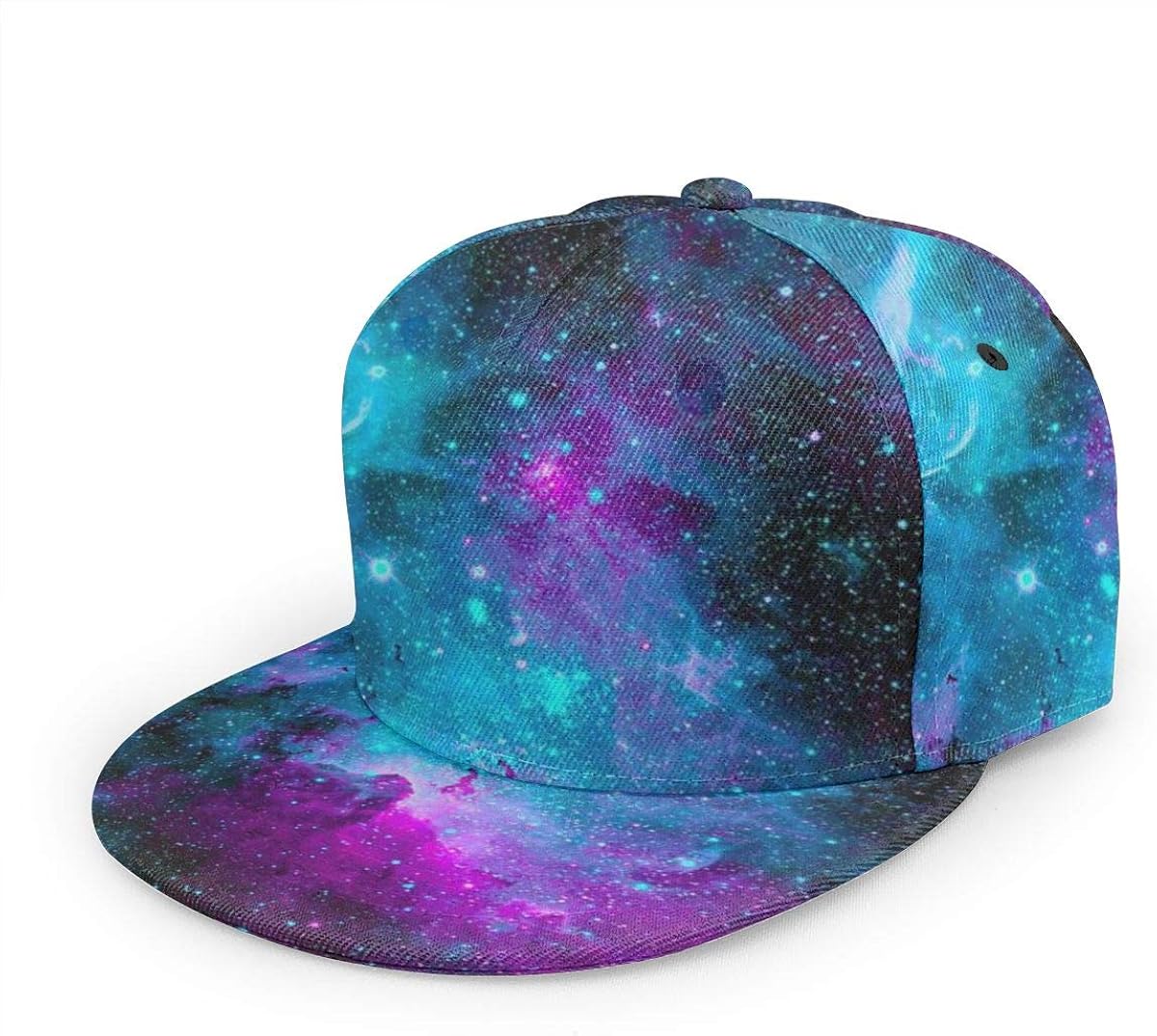 BWBFVPW Adjustable Snapback Hat Unisex Hip Hop Flat Brim Baseball Cap Blue and Purple Galaxy: Clothing