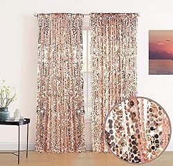 YCC 9X8FT Rose Gold Big Sequin Backdrop Curtain