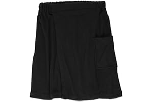 DII Men's Terry Shower Wrap Collection Adjustable Closure and Pocket, 54x20, Black