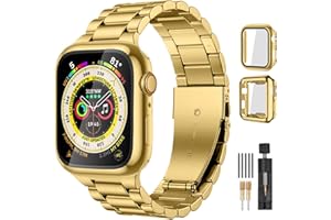 Lerobo Compatible with Apple Watch 38mm 40mm 41mm 42mm 44mm 45mm 46m 49mm, Solid Stainless Steel Metal Band with 2 Pack Protective Cases for iWtach Series 11 10 9 8 7 6 5 4 3 SE Ultra 3 2 1 Men Women