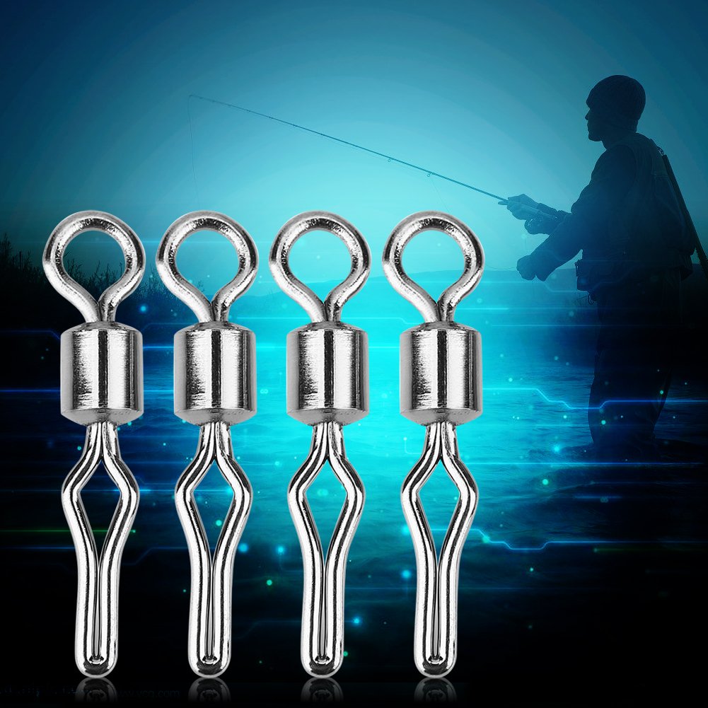 Vbest life 100pcs Rolling Swivels Carp Rigs Black Fishing Tackle Swivels Carp Rigs Long Body Q-shaped Swing Snap Connector Carp(6#) Fishing Supplies