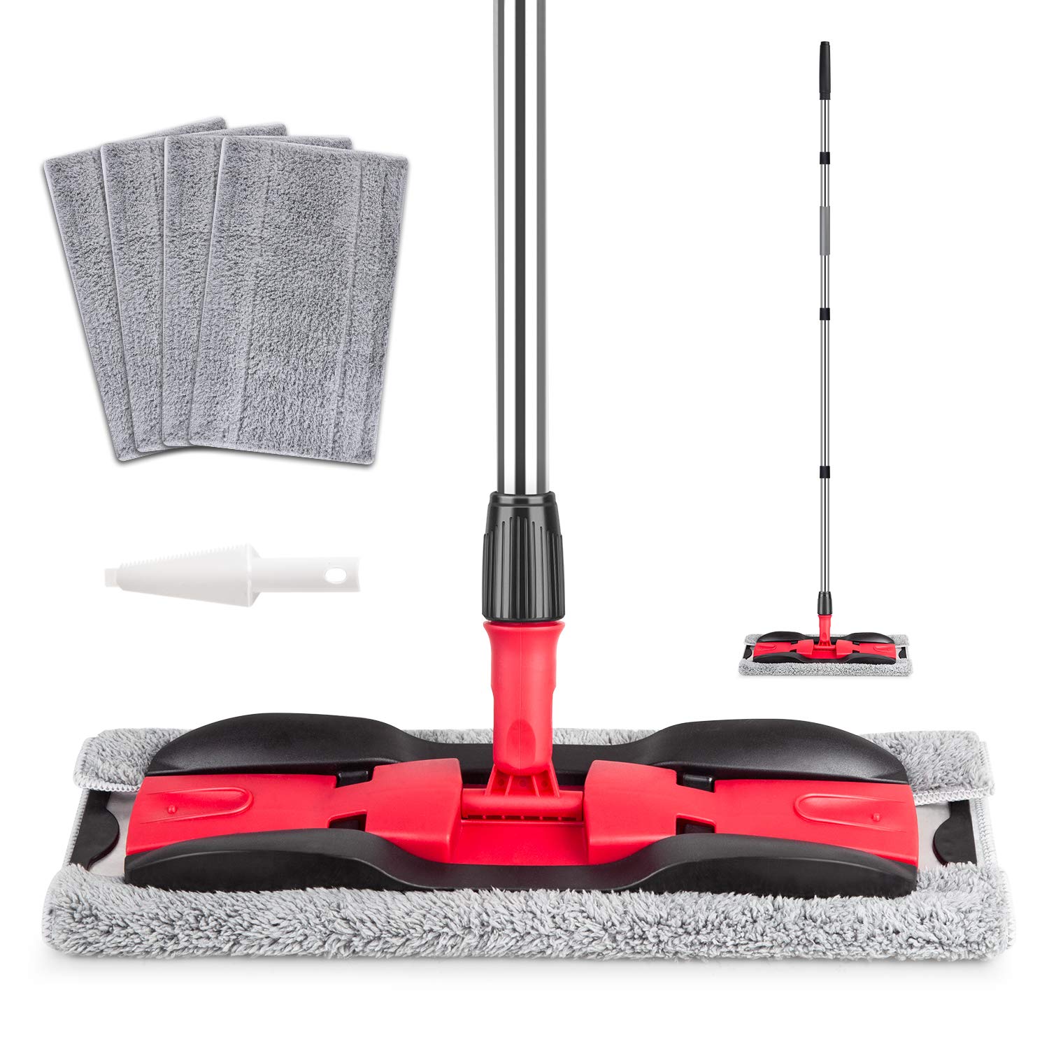 Mexerris Microfiber Floor Mop For Hardwood Cleaning 360 Rotating Dust Wet Mop With Aluminum Extended Handle 4 Reusable Washable Mop Pads Cloth And 1